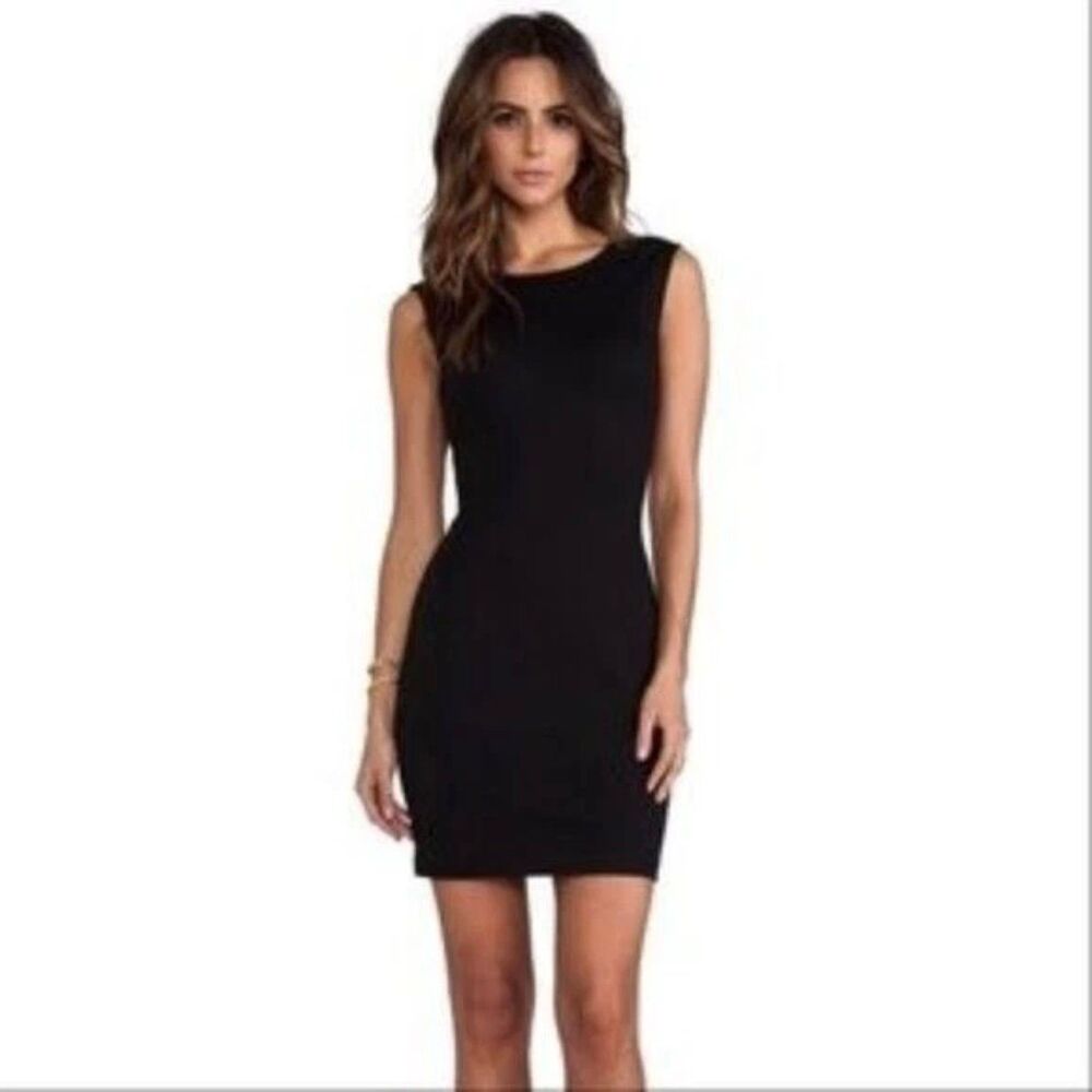 Vintage Y2K Juicy Couture Solid Black Exposed Back Zipper Ponte Mini Dress M